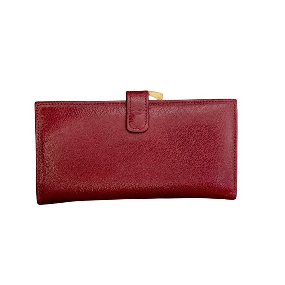 Vintage Golunski Red Larissa Goat Leather Wallet W/ Brass Clasp Made in England - Picture 1 of 4